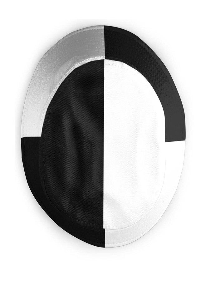 ASYG Pure Split Black and White Bucket Hat Travel Fisherman Cap Protection Sun Hat for Fishing Hat Men Women - Image 4